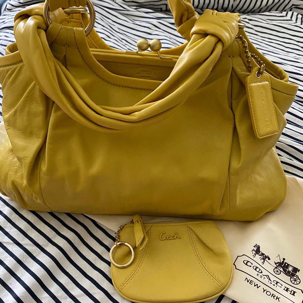 Auth Coach Parker Satchel w/ coin purse key fob